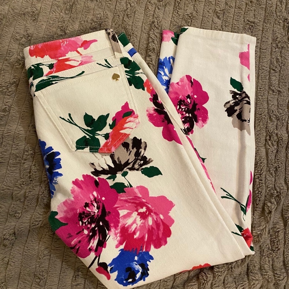 Kate spade white and floral jeans Capri